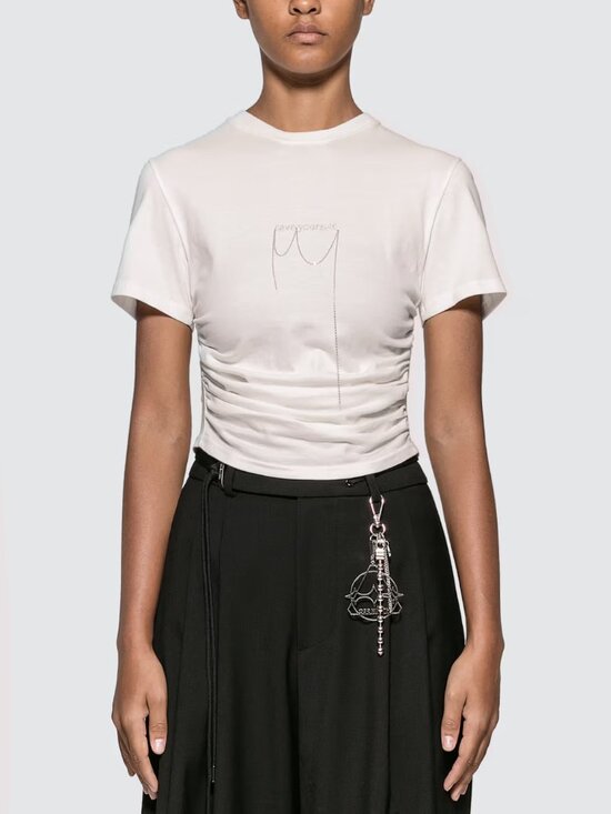 Hyein Seo Tops - HYEIN SEO White 100% Cotton "Save Yourself" Embroidered Chain T-Shirt, Size M